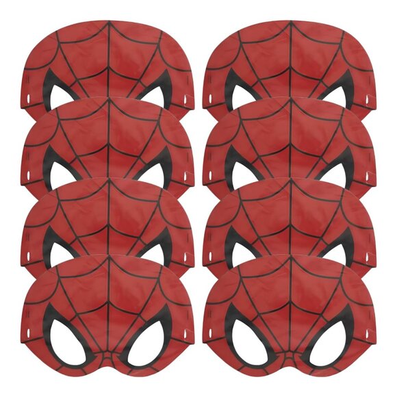 Unique Spider-Man Birthday Party Masks, 8-Pack - Child-Size Red Paper Masks with - Picture 1 of 4